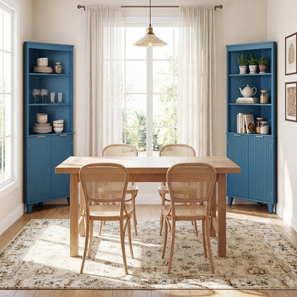 68 Inch Tall Bathroom Floor Storage Cabinet, Fluted Doors, Blue Floor Cabinets at Gallery Canada