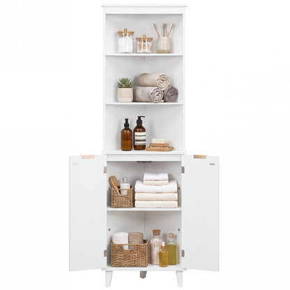 68 Inch Tall Bathroom Floor Storage Cabinet, Fluted Doors, White Floor Cabinets White at Gallery Canada