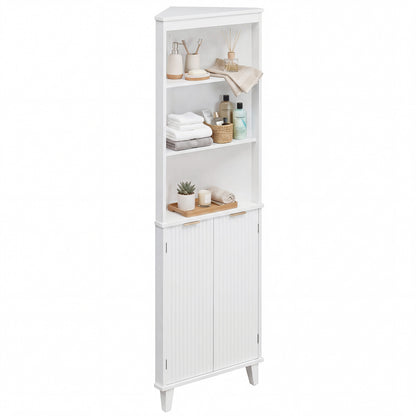 68 Inch Tall Bathroom Floor Storage Cabinet, Fluted Doors, White Floor Cabinets at Gallery Canada