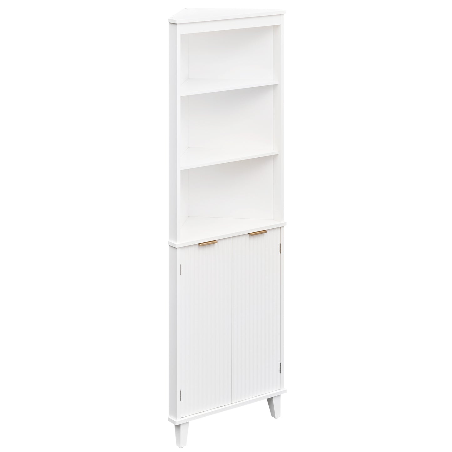 68 Inch Tall Bathroom Floor Storage Cabinet, Fluted Doors, White Floor Cabinets at Gallery Canada