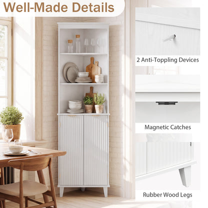 68 Inch Tall Bathroom Floor Storage Cabinet, Fluted Doors, White Floor Cabinets at Gallery Canada