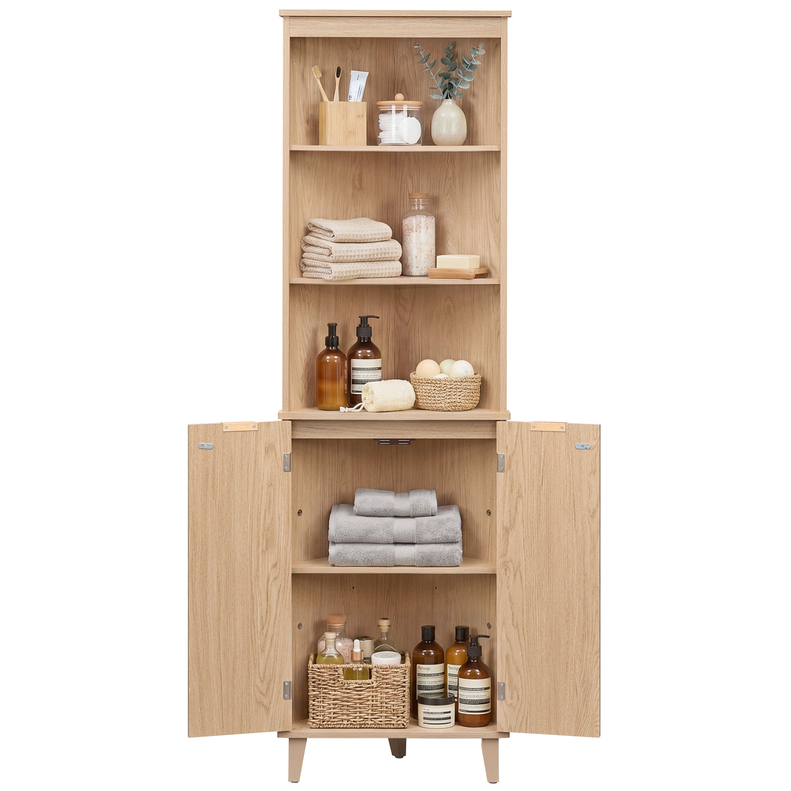 68 Inch Corner Cabinet With Fluted Doors, Oak Floor Cabinets at Gallery Canada