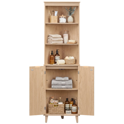68 Inch Corner Cabinet With Fluted Doors, Oak Floor Cabinets at Gallery Canada
