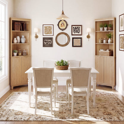 68 Inch Corner Cabinet With Fluted Doors, Oak Floor Cabinets at Gallery Canada