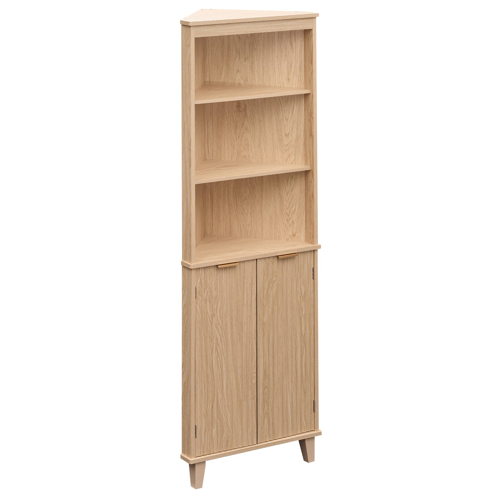68 Inch Corner Cabinet With Fluted Doors, Oak Floor Cabinets at Gallery Canada