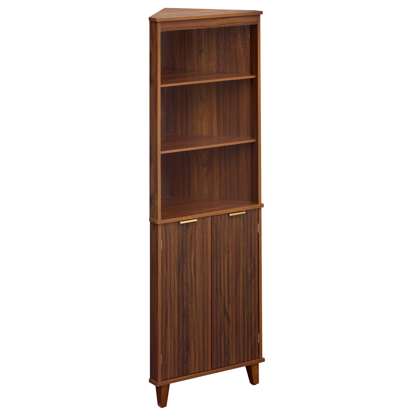 68 Inch Corner Cabinet, Fluted Doors, Walnut Floor Cabinets at Gallery Canada