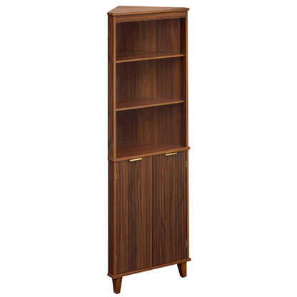 68 Inch Corner Cabinet, Fluted Doors, Walnut Floor Cabinets at Gallery Canada