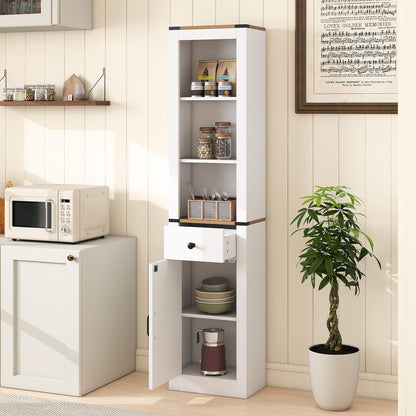 68 inch Tall Bathroom Cabinet with Barn Door Narrow Slim Storage Organizer Unit with Drawer, White Floor Cabinets at Gallery Canada