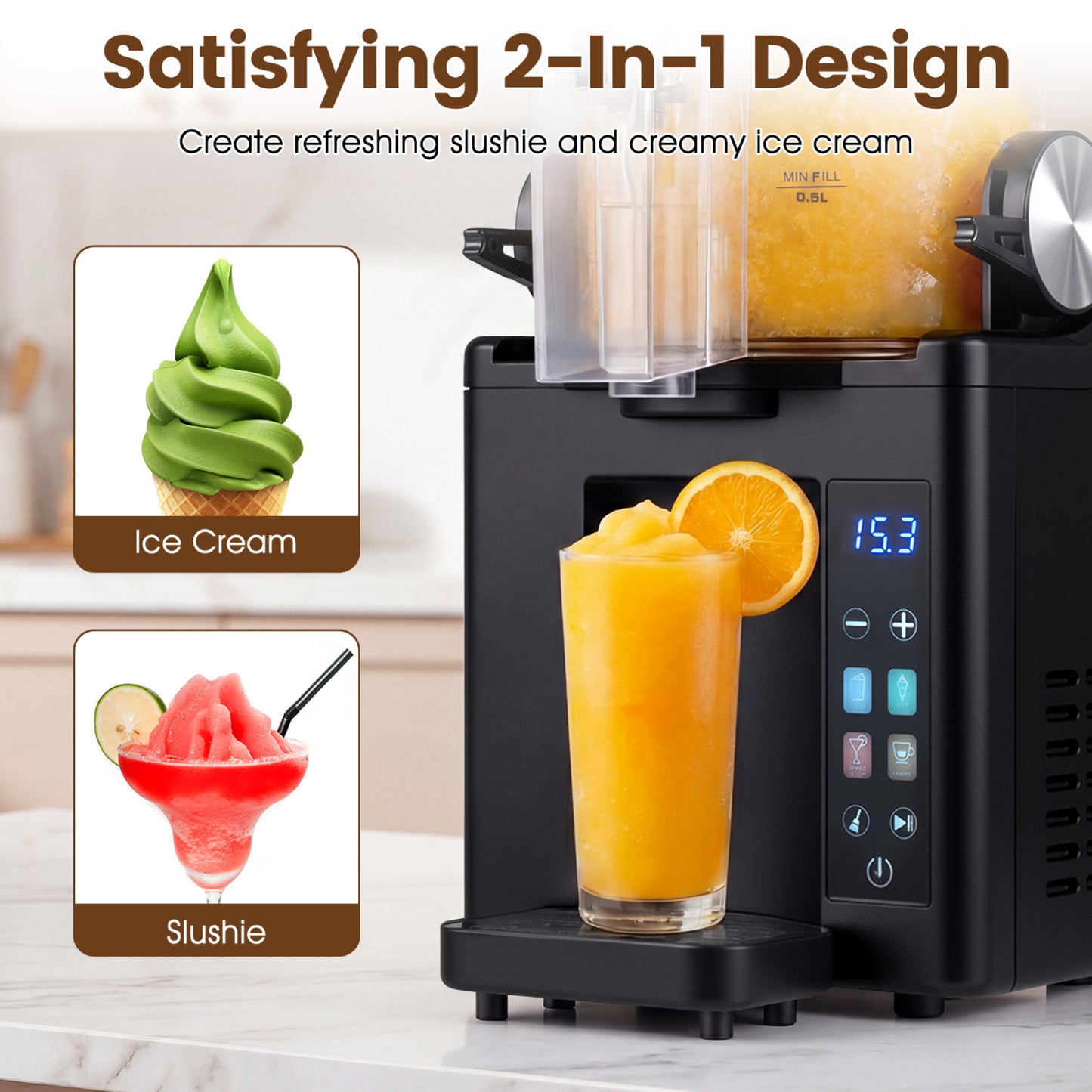68 oz Frozen Drink Maker and Slushy Machine for Home, Black Ice Crushers & Shavers at Gallery Canada