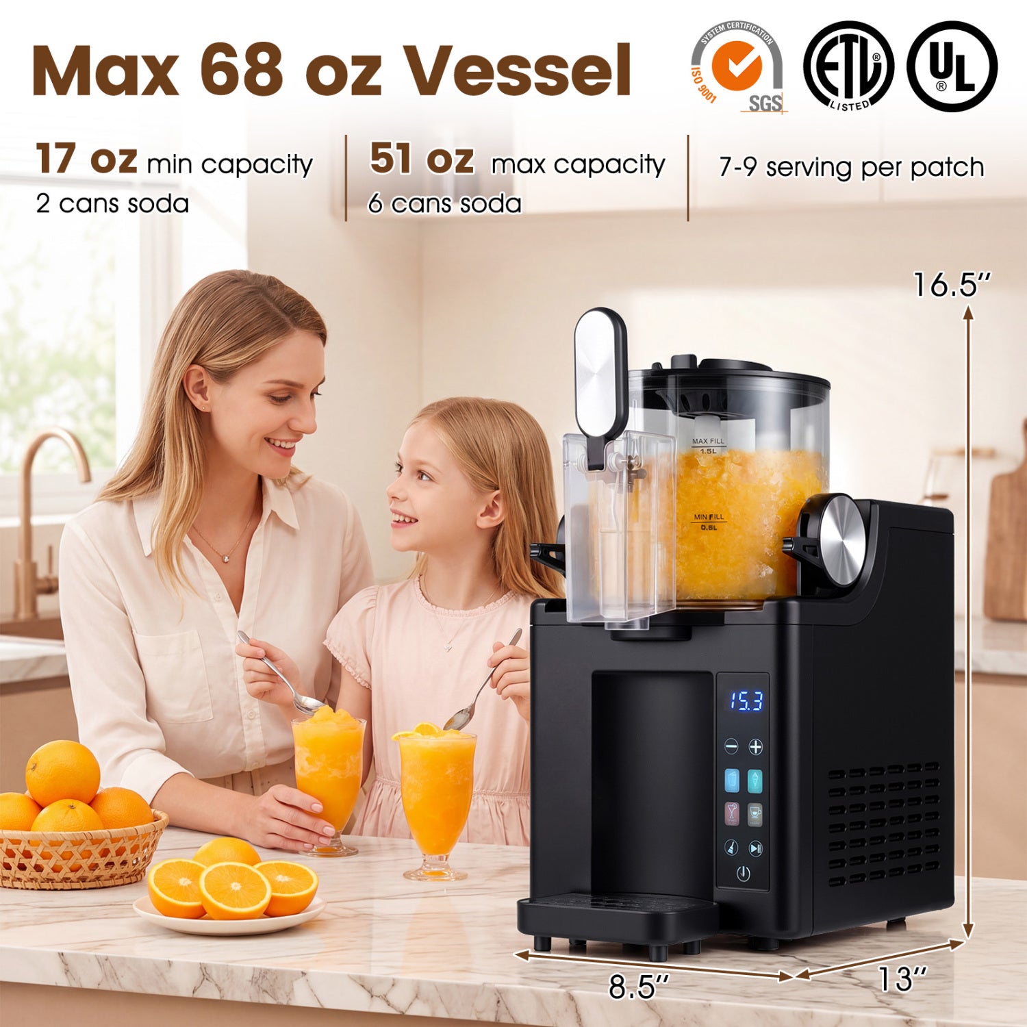 68 oz Frozen Drink Maker and Slushy Machine for Home, Black Ice Crushers & Shavers at Gallery Canada