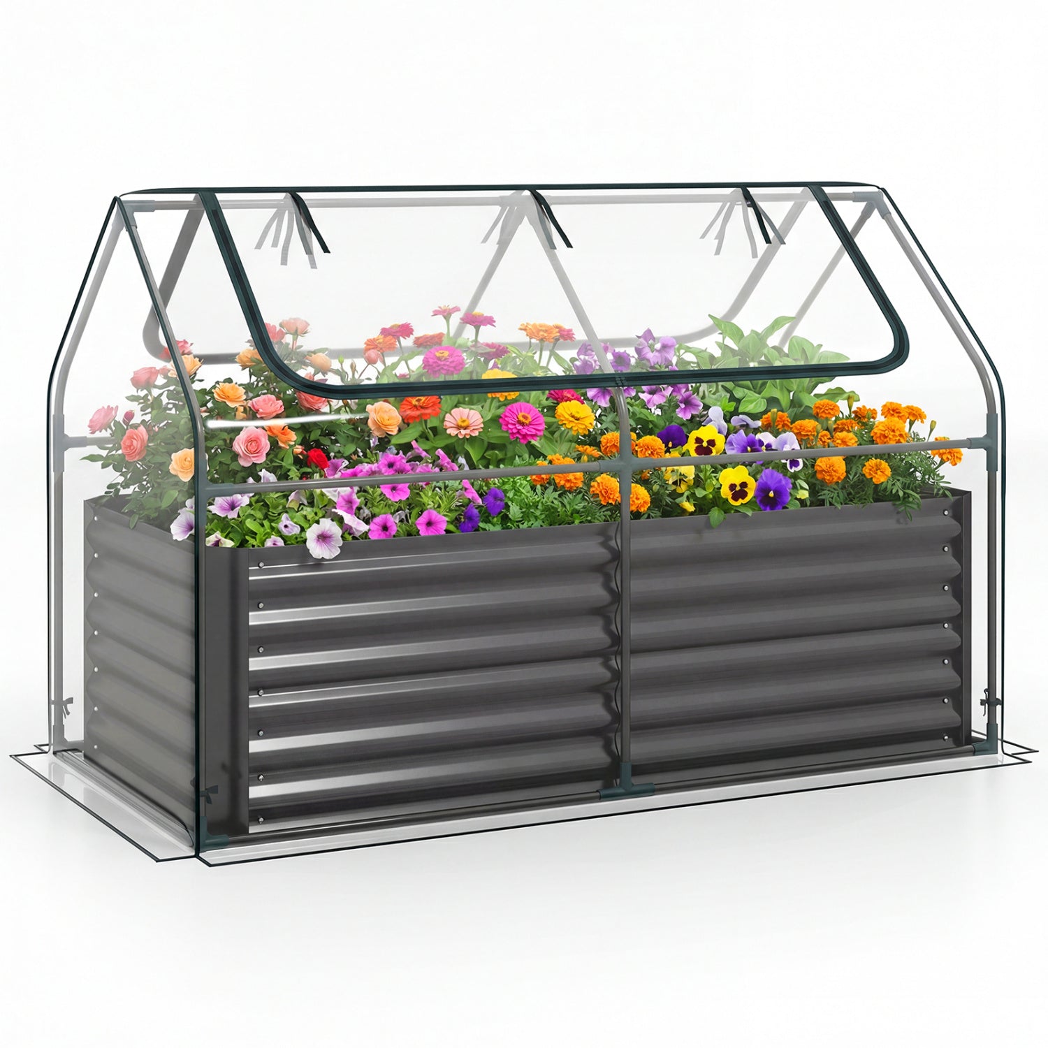 68 x 33 x 21 Inch Galvanized Raised Garden Bed With Cover, Black Raised Garden Beds Black at Gallery Canada