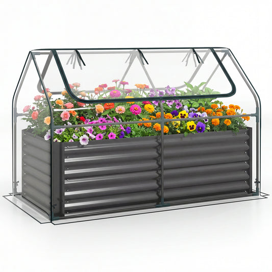 68 x 33 x 21 Inch Galvanized Raised Garden Bed With Cover, Black Raised Garden Beds Black at Gallery Canada