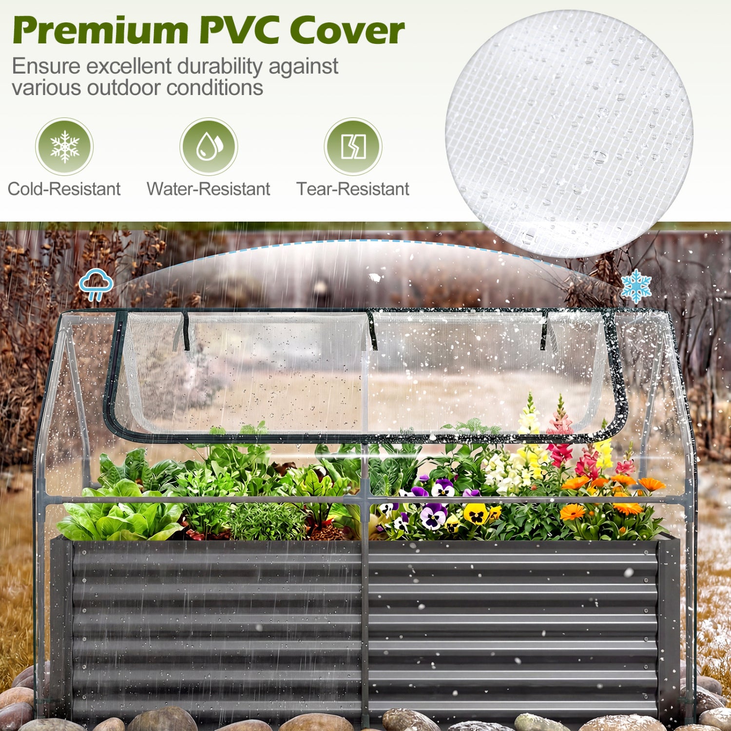 68 x 33 x 21 Inch Galvanized Raised Garden Bed With Cover, Black Raised Garden Beds at Gallery Canada