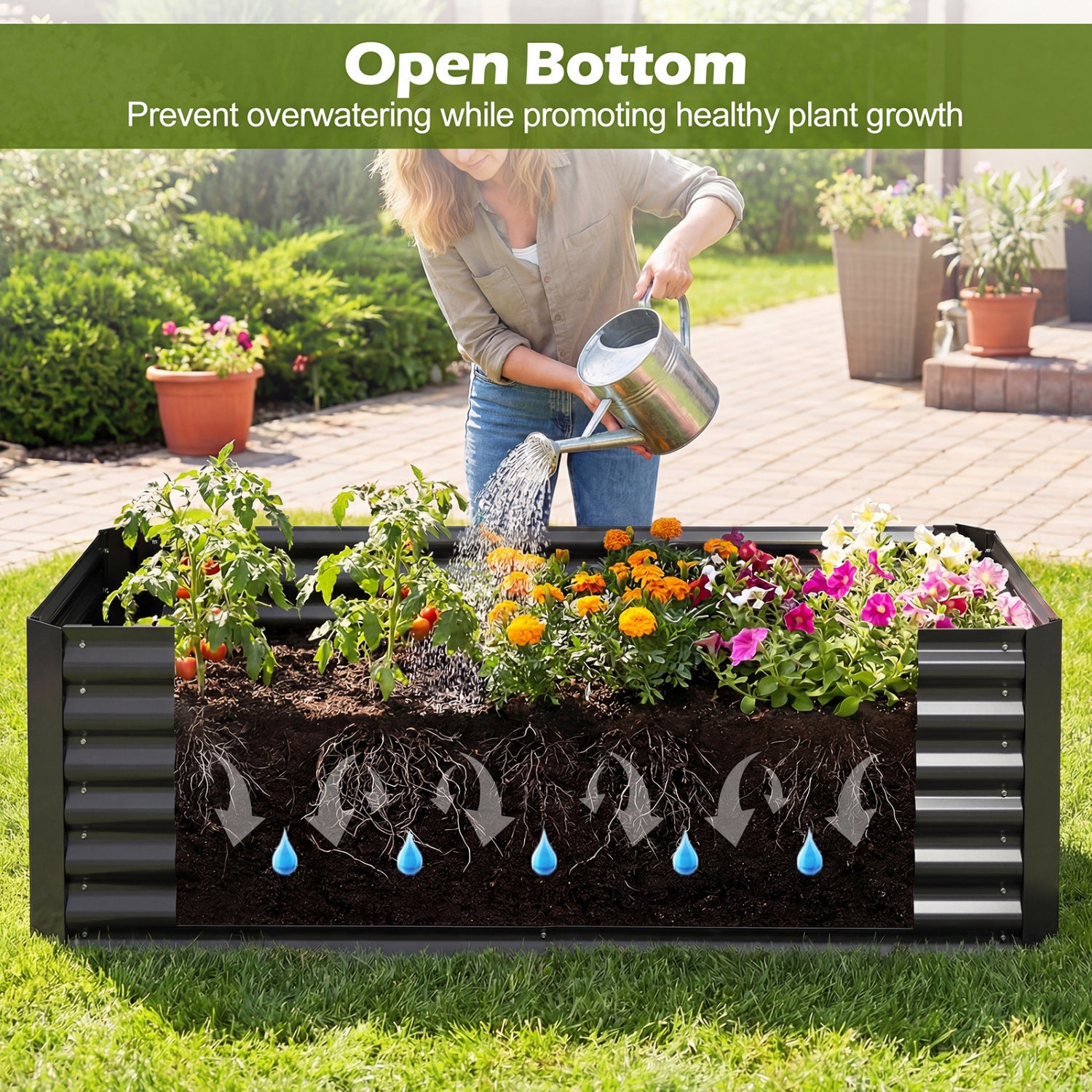 68 x 33 x 21 Inch Galvanized Raised Garden Bed With Cover, Black Raised Garden Beds at Gallery Canada