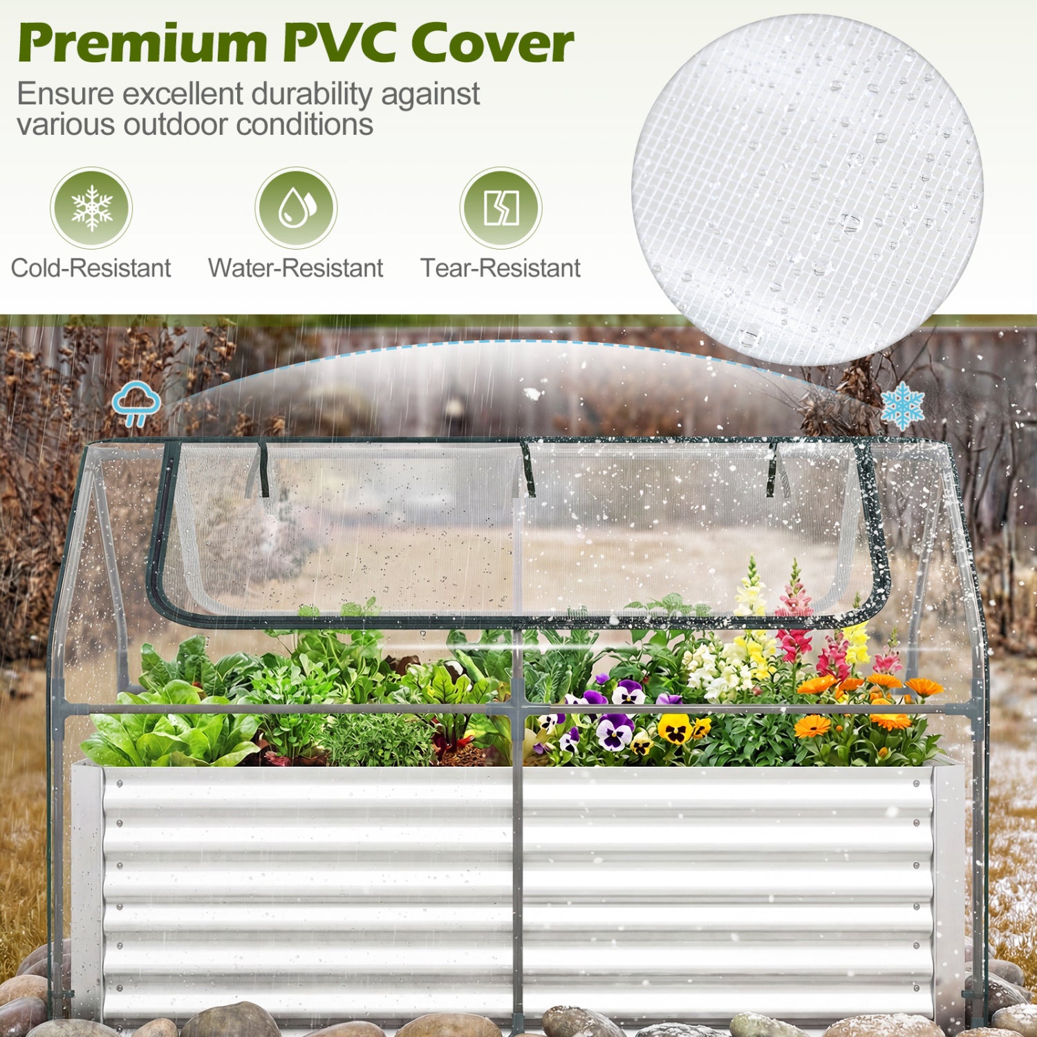 68 x 33 x 21 Inch Galvanized Raised Garden Bed With Cover, Silver Raised Garden Beds at Gallery Canada