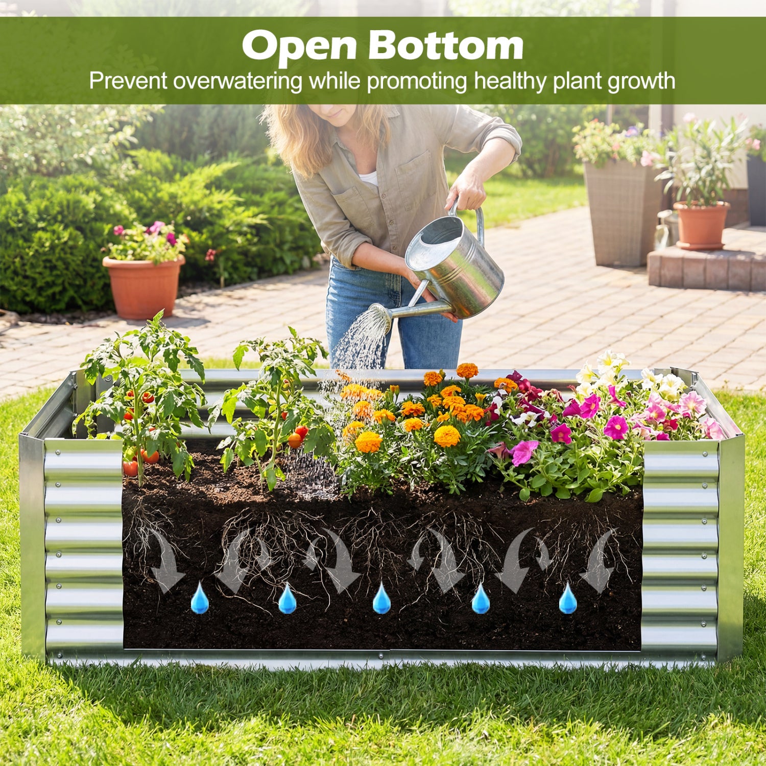 68 x 33 x 21 Inch Galvanized Raised Garden Bed With Cover, Silver Raised Garden Beds at Gallery Canada