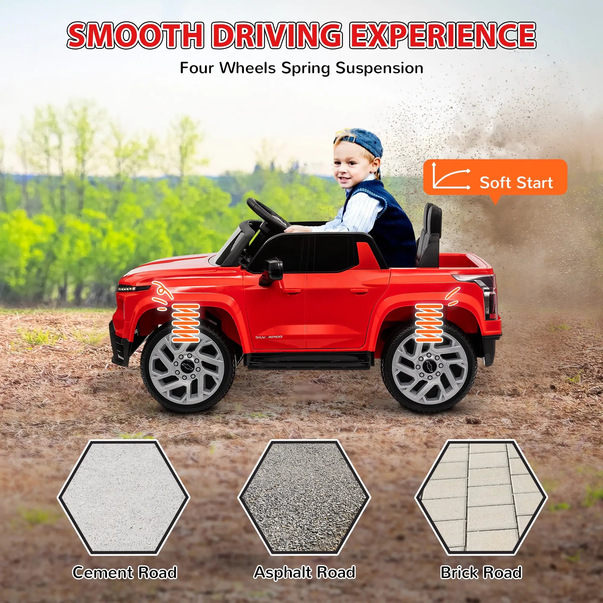 12V Chevrolet Silverado EV RST Licensed Kids Car, Remote Control, Red Electric Toy Cars at Gallery Canada