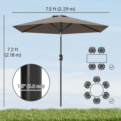 Patio Sun Umbrella, Outdoor Parasol, 6 Ribs, Dark Grey Sun Umbrellas at Gallery Canada