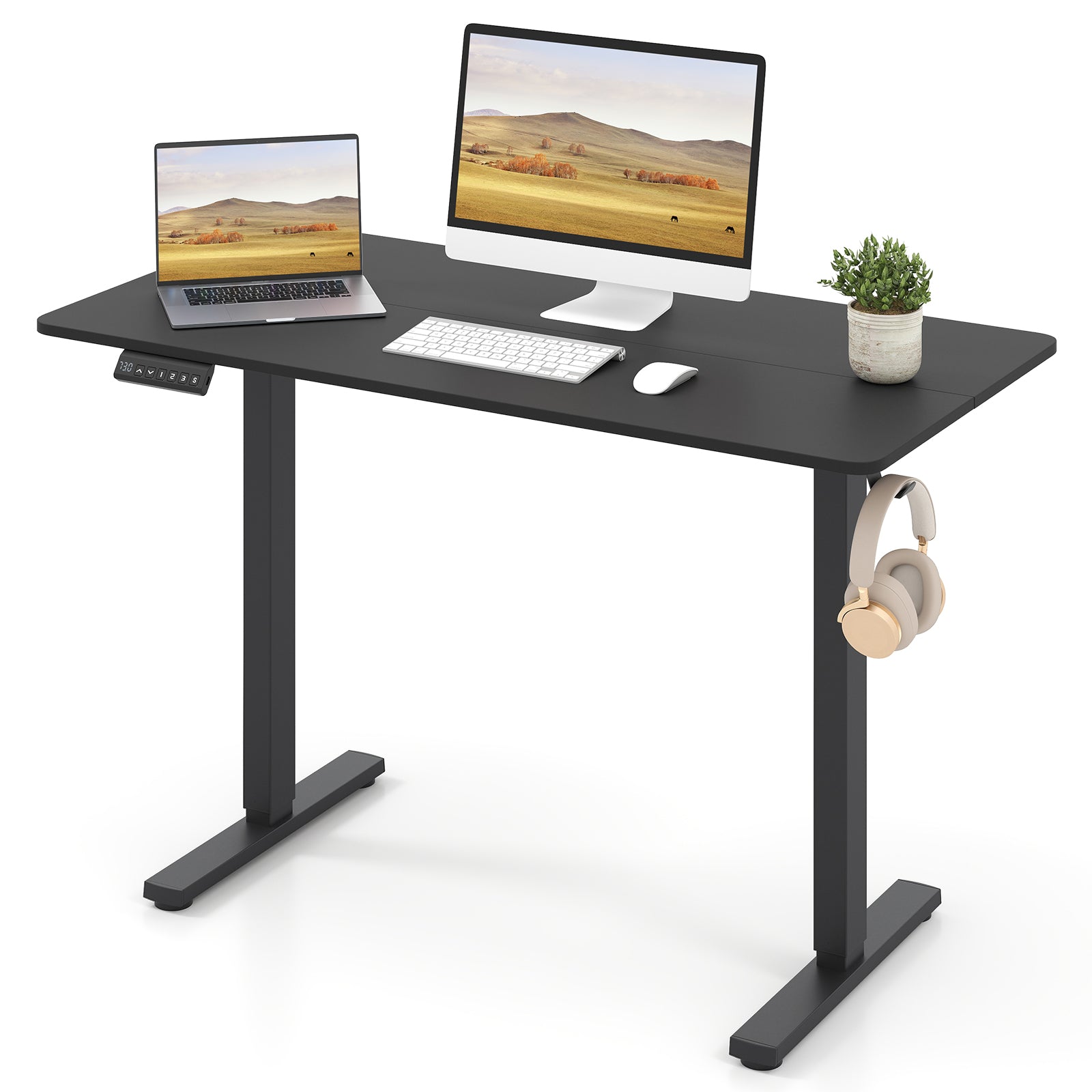 48 Inch x 24 Inch Ergonomic Electric Standing Desk with 3 Memory Settings for Home Office, Black Standing Desks at Gallery Canada