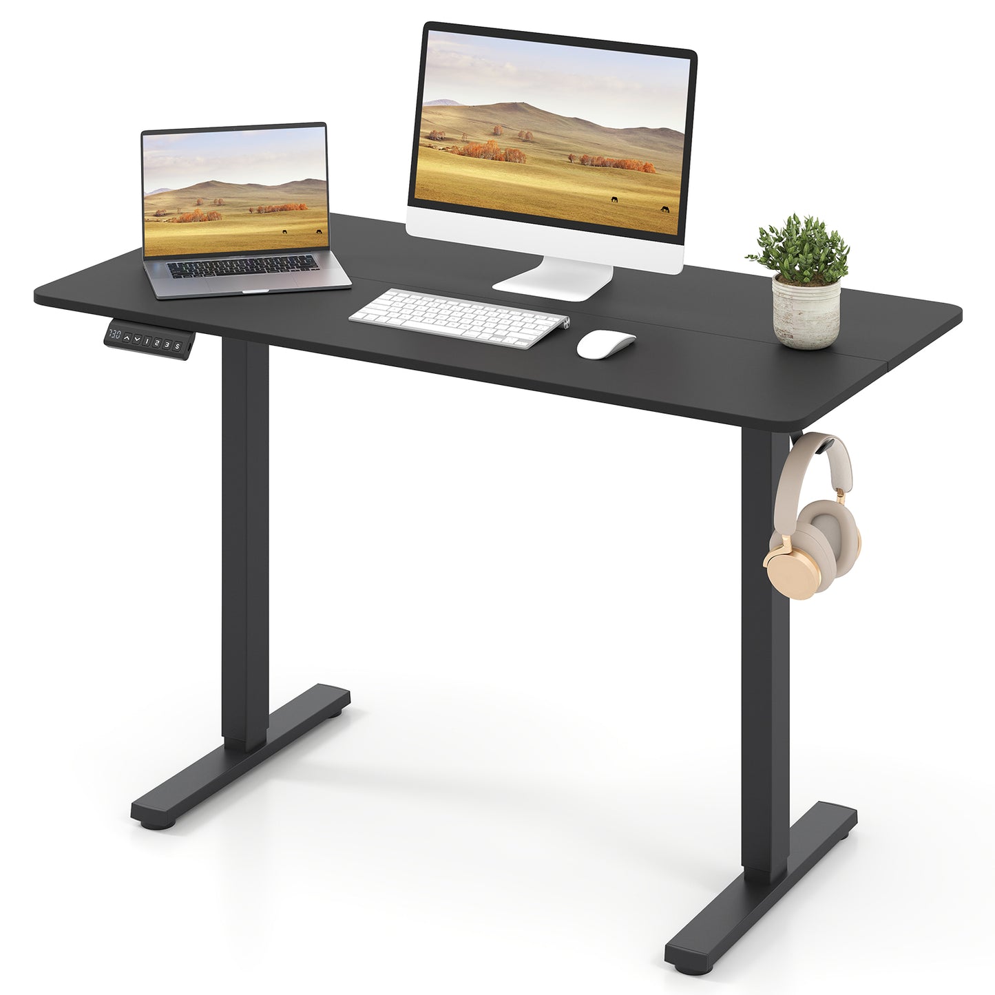 48 Inch x 24 Inch Ergonomic Electric Standing Desk with 3 Memory Settings for Home Office, Black Standing Desks at Gallery Canada