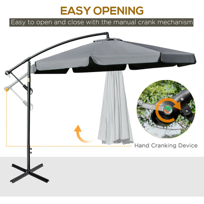 11FT Offset Hanging Patio Umbrella, Easy Tilt, Cross Base, 8 Ribs, Dark Grey Cantilever Umbrellas at Gallery Canada