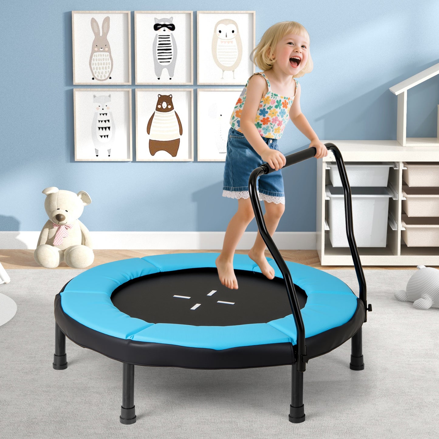40 Inch Trampoline for Kids Indoor Outdoor Fitness Trampoline, Blue Trampolines at Gallery Canada