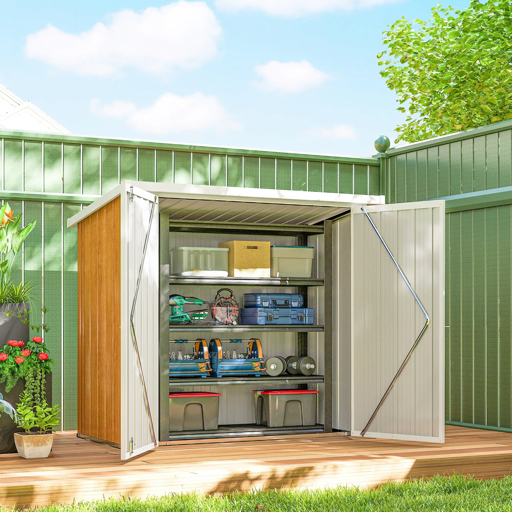 5' x 3' Metal Garden Storage Shed, Double Doors For Backyard Sheds at Gallery Canada