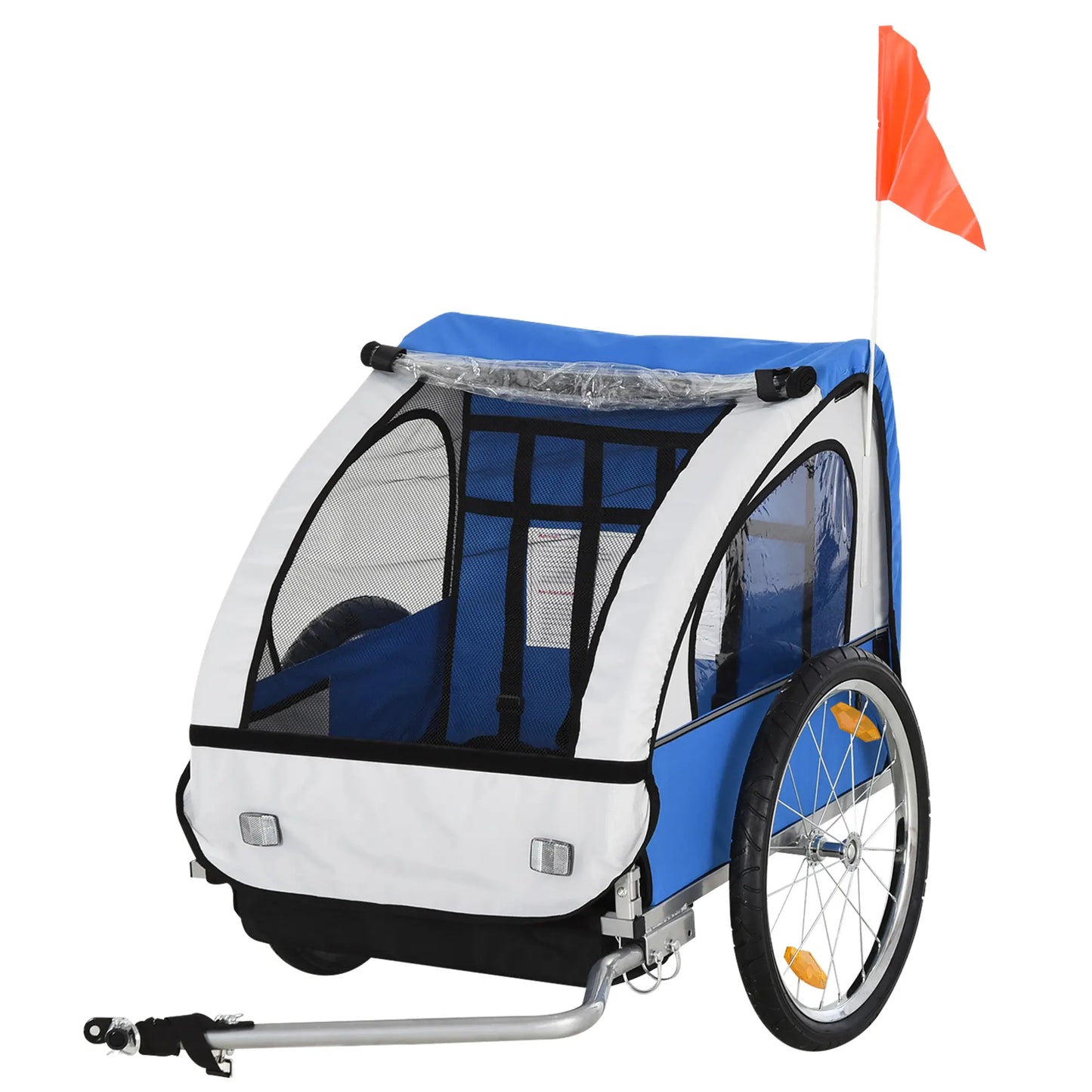 Double Bike Trailer, Kids Toddler, 80lbs Load, Steel Frame, Blue Kids Bike Trailers Blue, White at Gallery Canada
