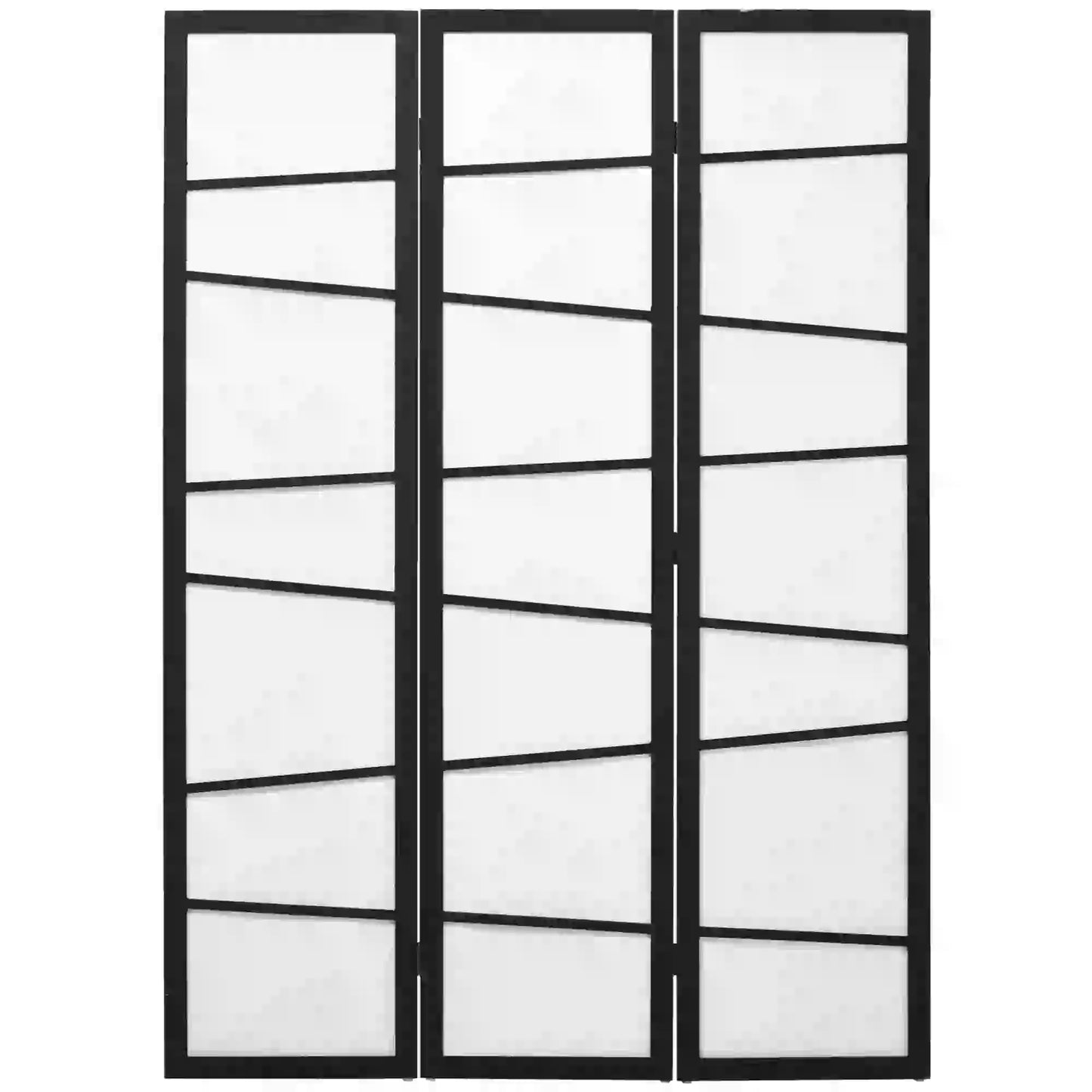5.6ft Folding Room Divider, 3 Panel Wood Frame, White Room Dividers White, Black at Gallery Canada