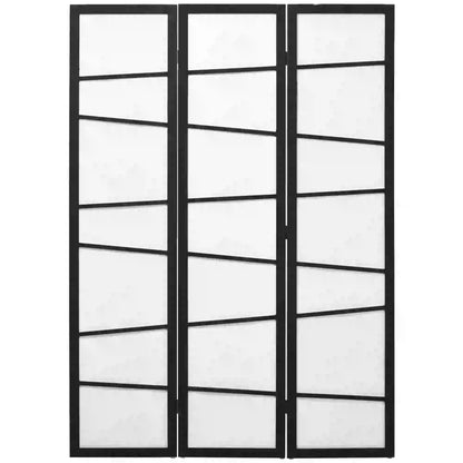5.6ft Folding Room Divider, 3 Panel Wood Frame, White Room Dividers White, Black at Gallery Canada