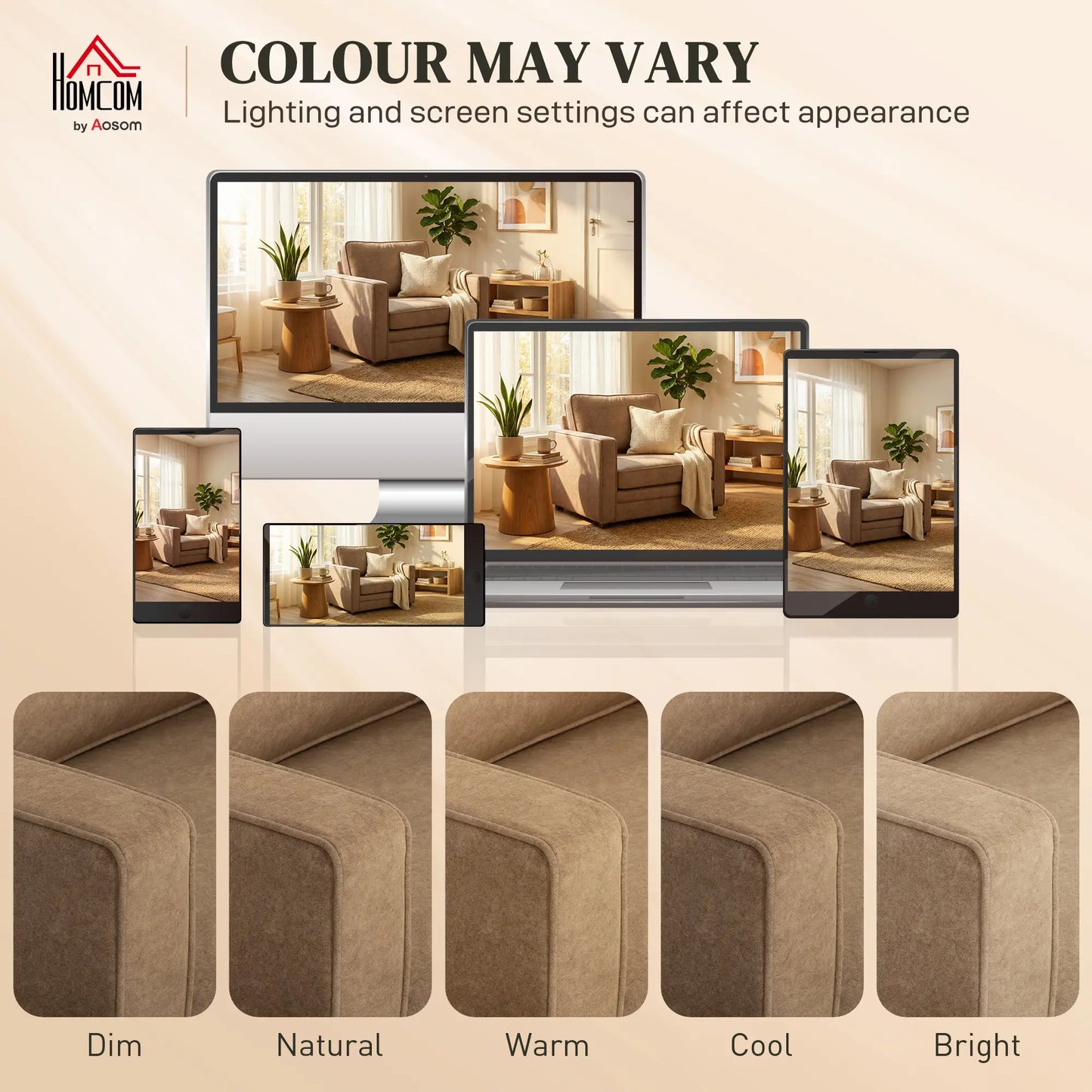 Velvet Fabric Armchair, Wide Seat, Spring Cushion, Solid Wood Legs, Brown Single Sofas at Gallery Canada