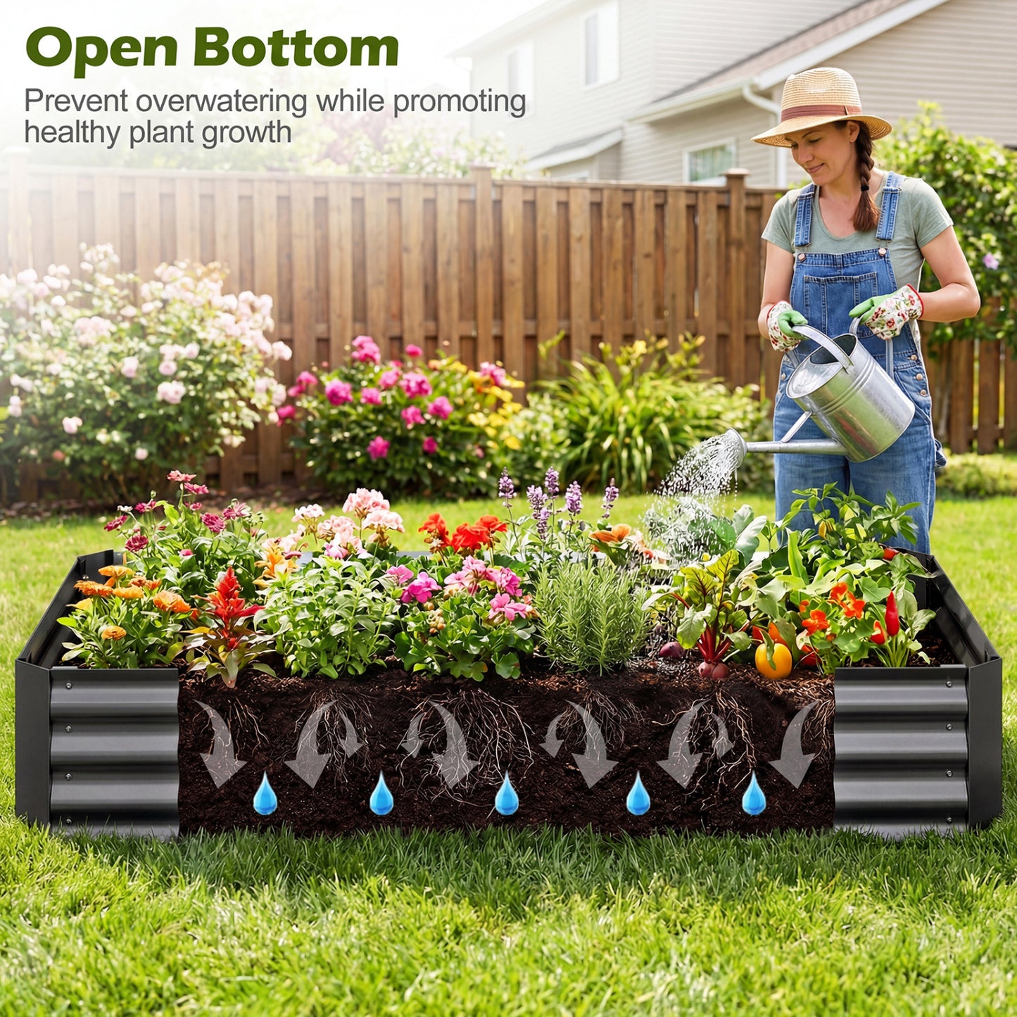 69 x 33 x 12 Inch Galvanized Raised Garden Bed, Black Raised Garden Beds at Gallery Canada