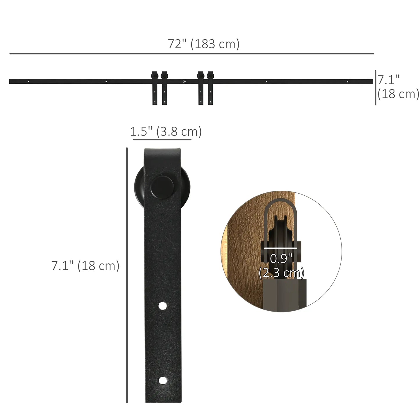 Mini Sliding Barn Door Hardware Kit, Double Doors, 17.7" Wide, Black Door Hardware at Gallery Canada