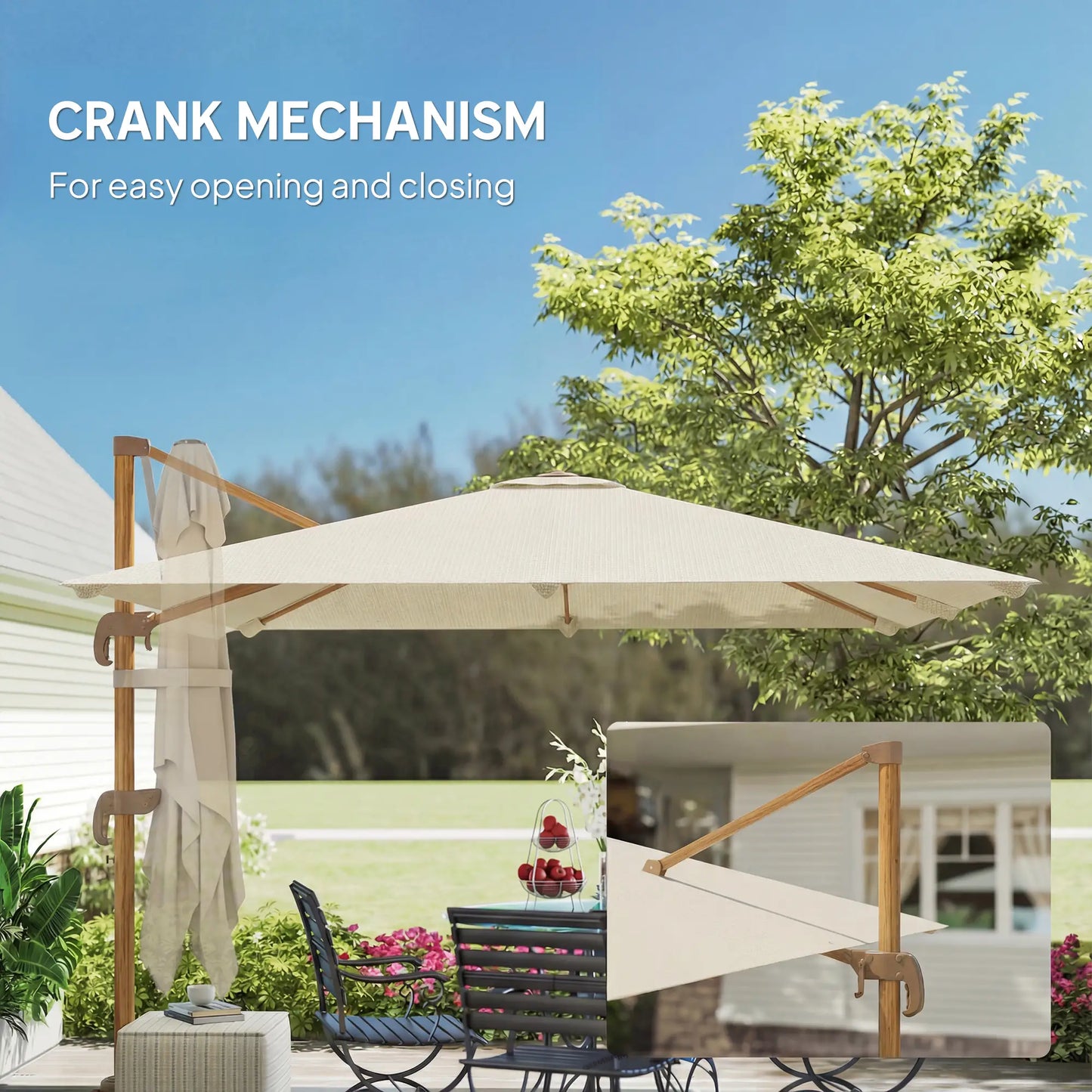 10 FT Patio Cantilever Umbrella, 360° Rotation, Crank And Tilt Offset Cantilever Umbrellas at Gallery Canada