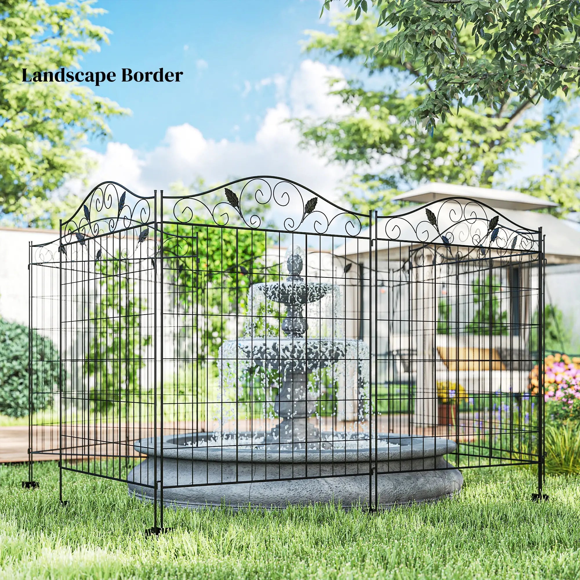 Garden Decorative Fence, 4 Panels 44in x 12ft, Steel Wire Border Edging Garden Fences at Gallery Canada