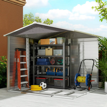8' x 7' Outdoor Storage Shed, Galvanized Metal, Lockable Doors, Light Grey Sheds at Gallery Canada