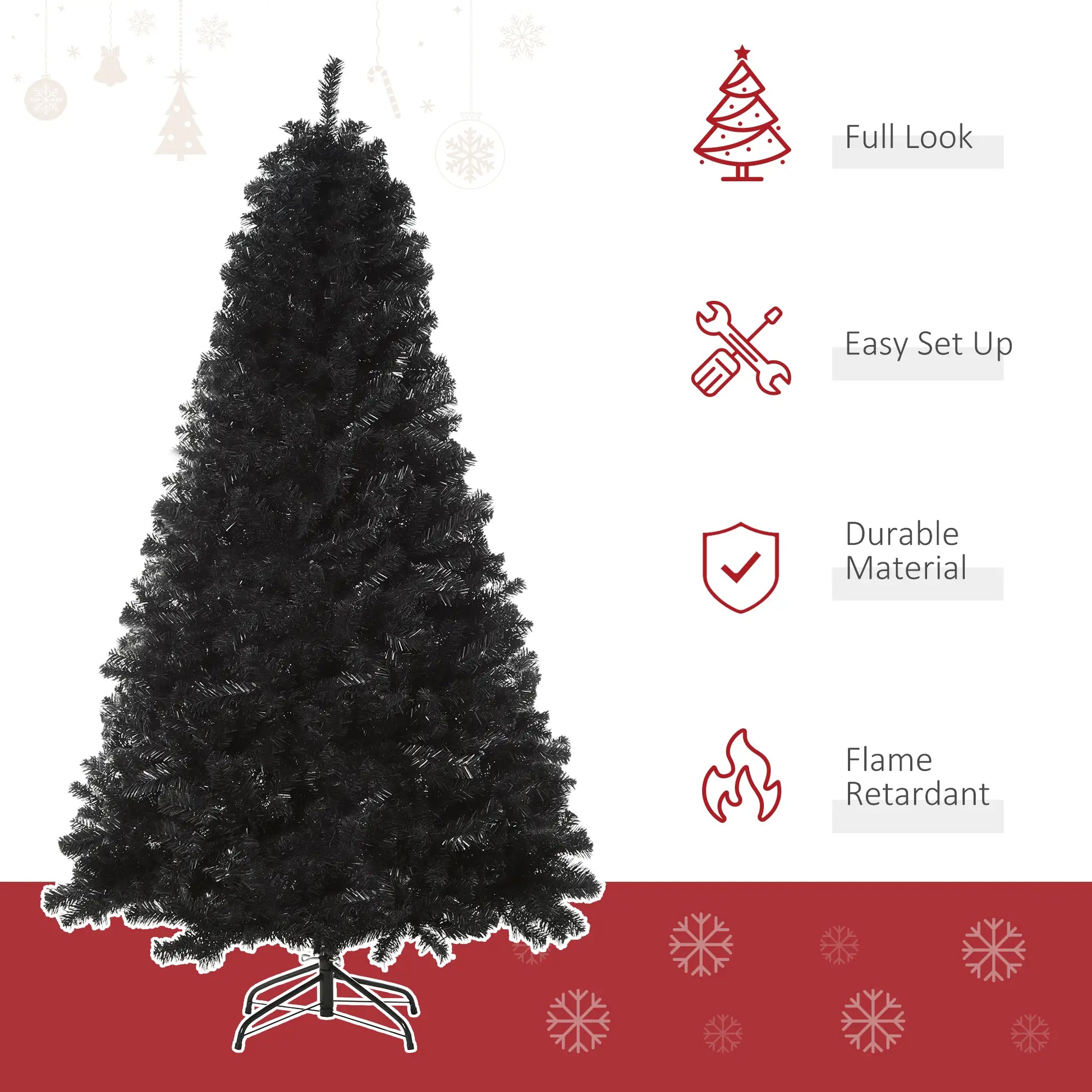 6ft Artificial Christmas Tree, Unlit Douglas Fir, Realistic Branch Tips, Black Artificial Christmas Trees at Gallery Canada