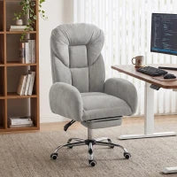 Cross Legged Office Chair, Flip Armrests, Footrest, Light Grey