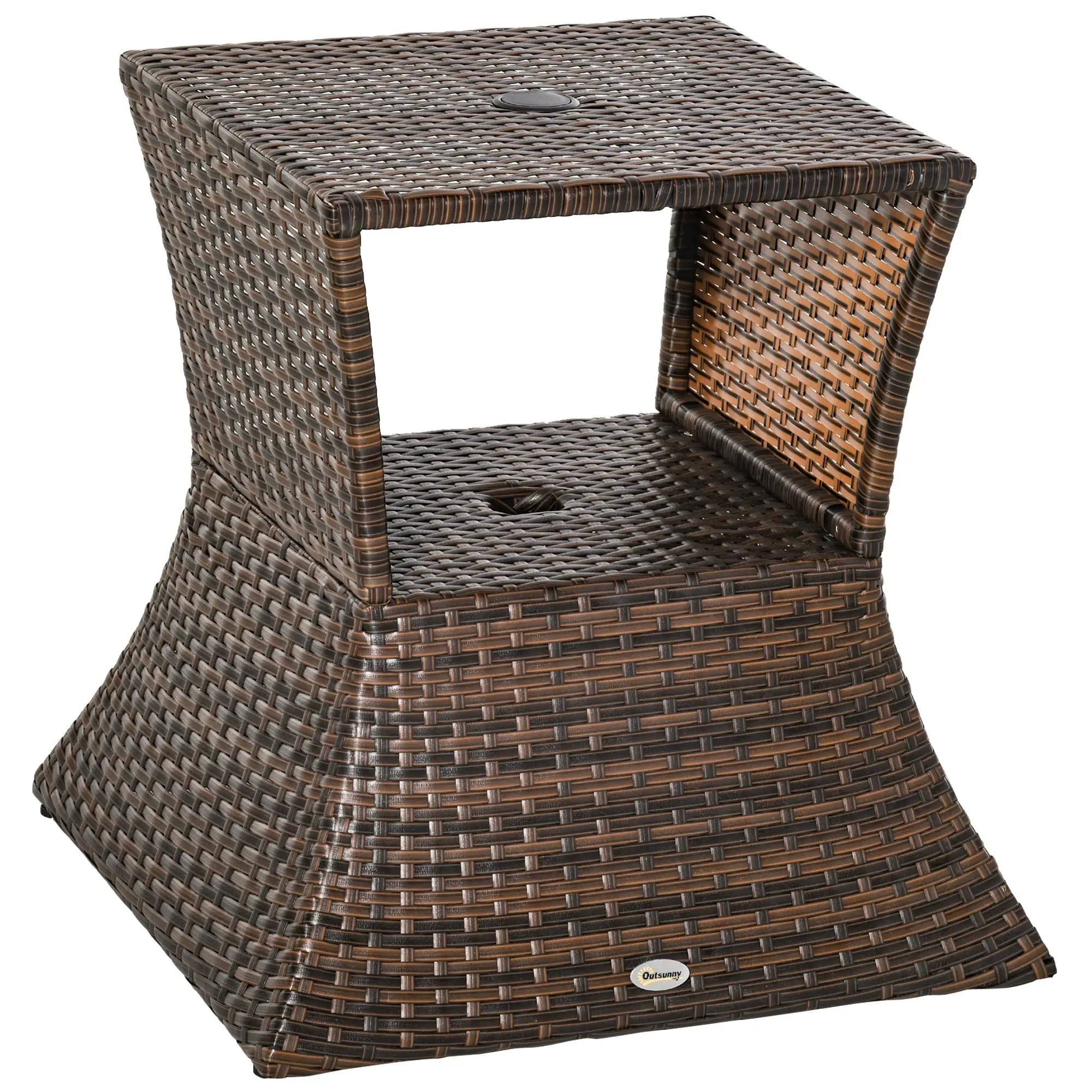 Rattan Wicker Side Table, 21.3