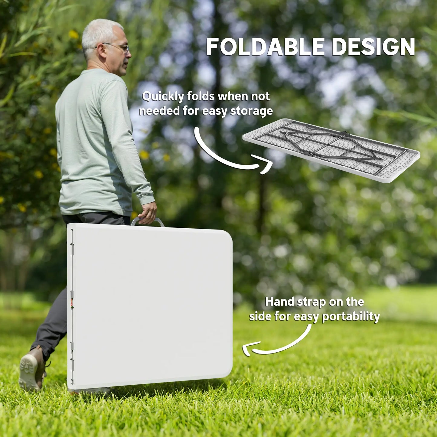 6ft Folding Table, Portable Plastic Camping Table, Outdoor Indoor Picnic Picnic Tables & Camping Chairs at Gallery Canada