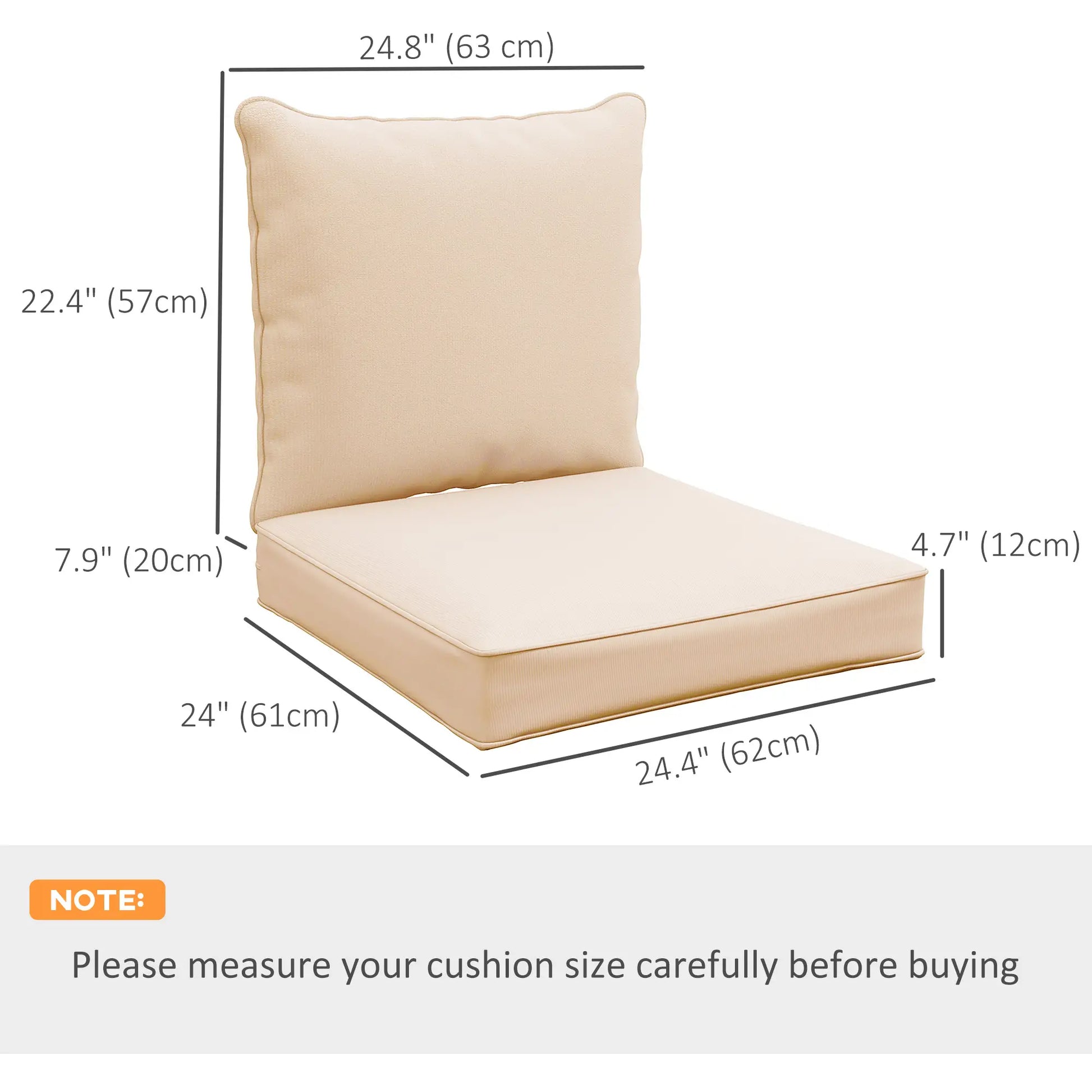 Patio Chair Cushions, Thick Deep Seat with Back, Beige Patio Chair Cushions at Gallery Canada