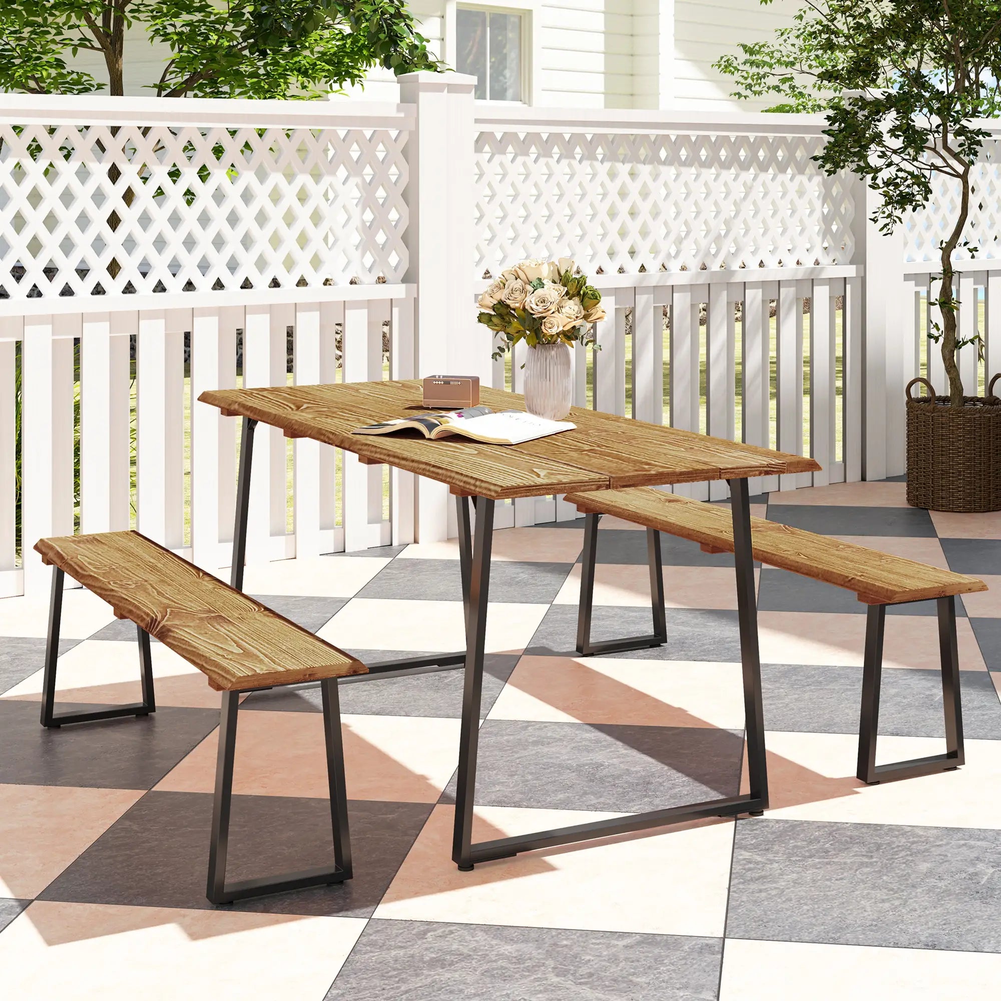 Picnic Table and Bench Set for 6, 2