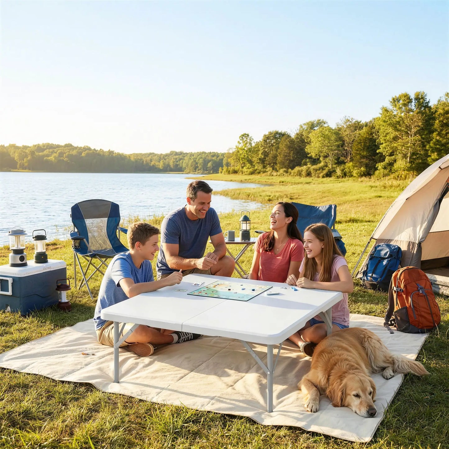 Heavy Duty Folding Picnic Table, 34" x 34", Indoor Outdoor Camping, White Picnic Tables & Camping Chairs at Gallery Canada