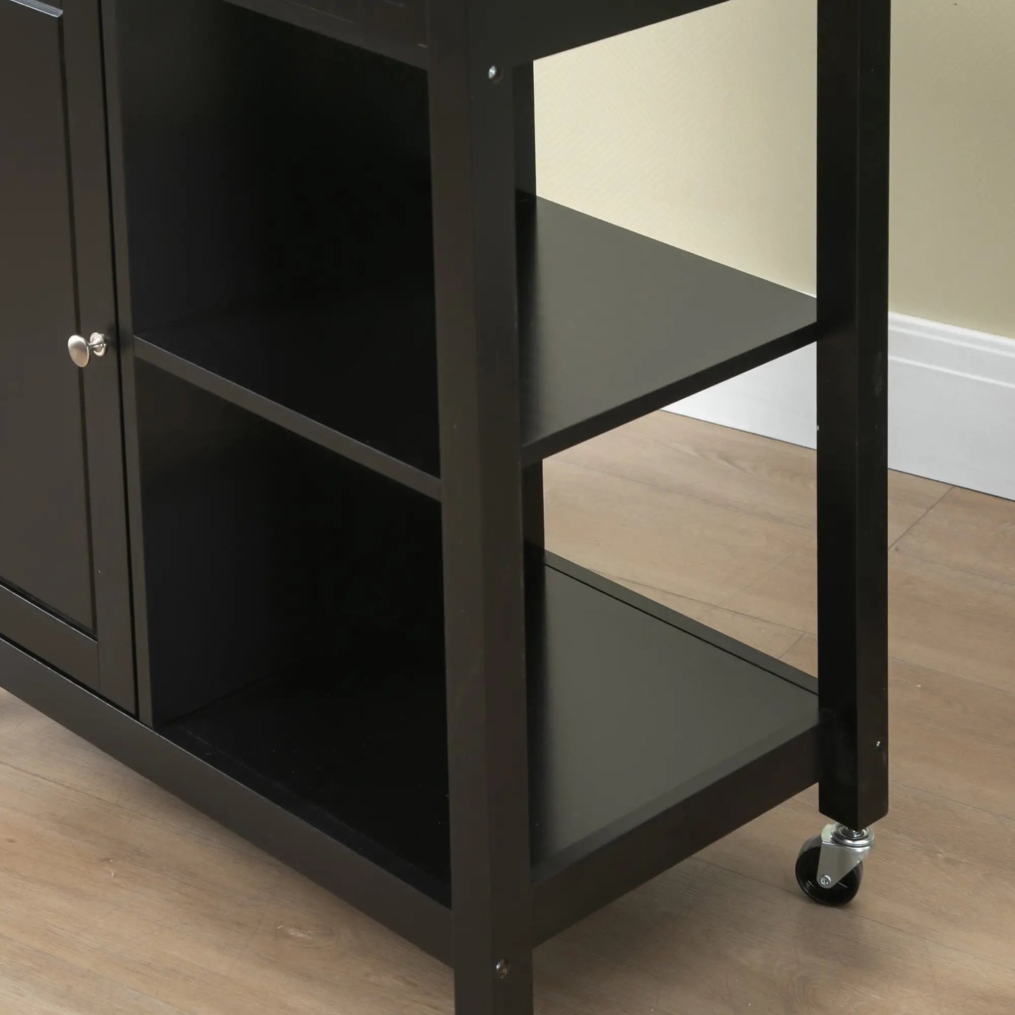 Rolling Kitchen Cart, Wood Top with Drawer, 36 Inch, Black Kitchen Islands & Kitchen Carts at Gallery Canada