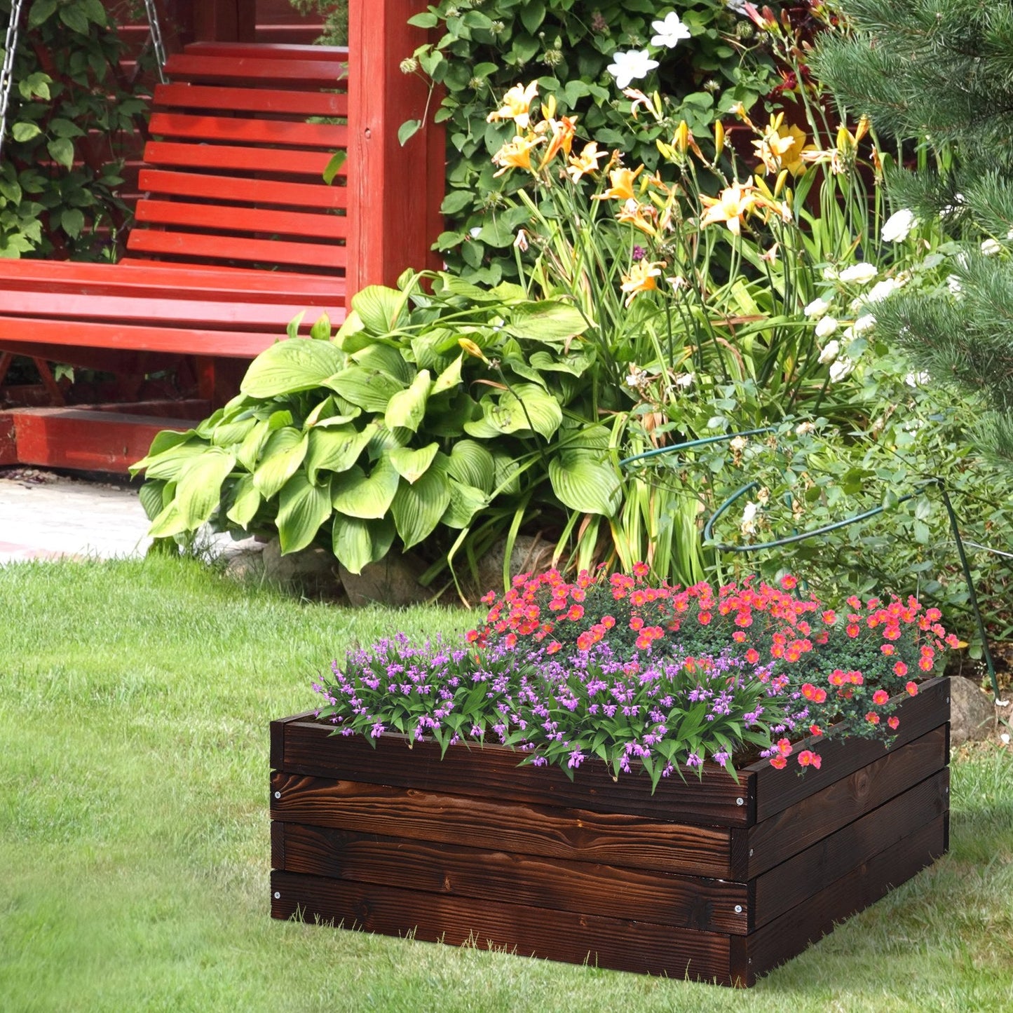Raised Garden Bed Elevated Wooden Planter Box for Backyard, Patio to Grow Vegetables, Herbs, and Flowers - Gallery Canada