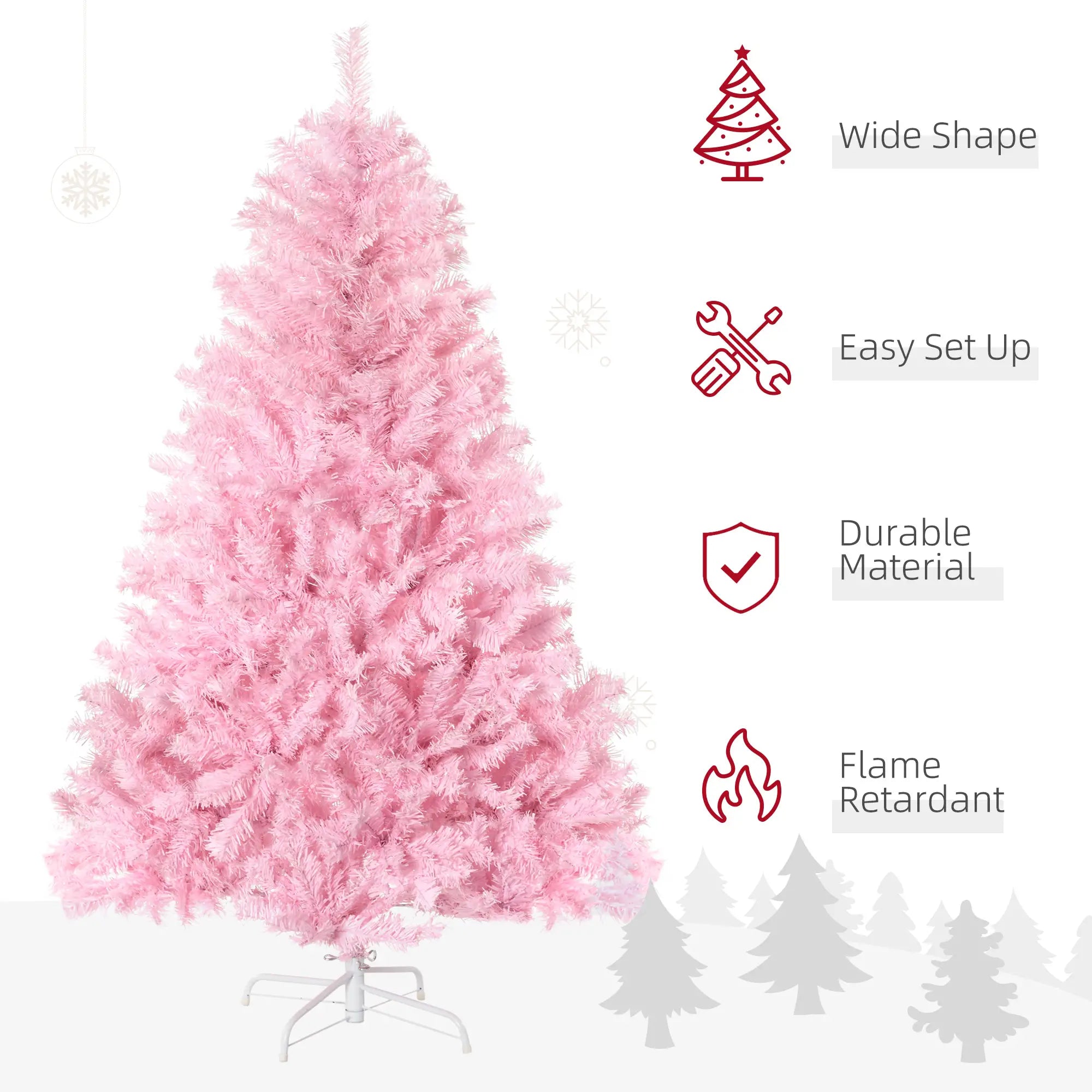 5' Artificial Christmas Tree, Auto Open, Steel Base, Indoor, Pink Artificial Christmas Trees at Gallery Canada