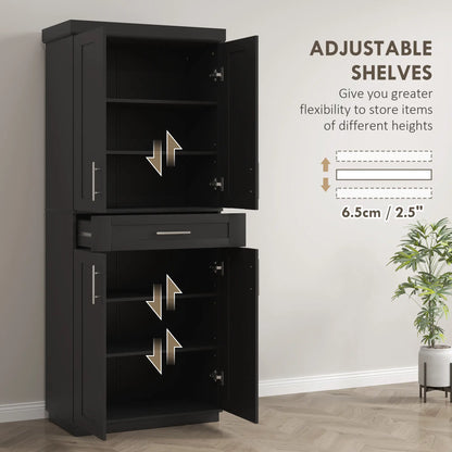 72 Storage Cabinet, 4 Doors, Drawer, 3 Adjustable Shelves, Black Kitchen Pantry Cabinets at Gallery Canada