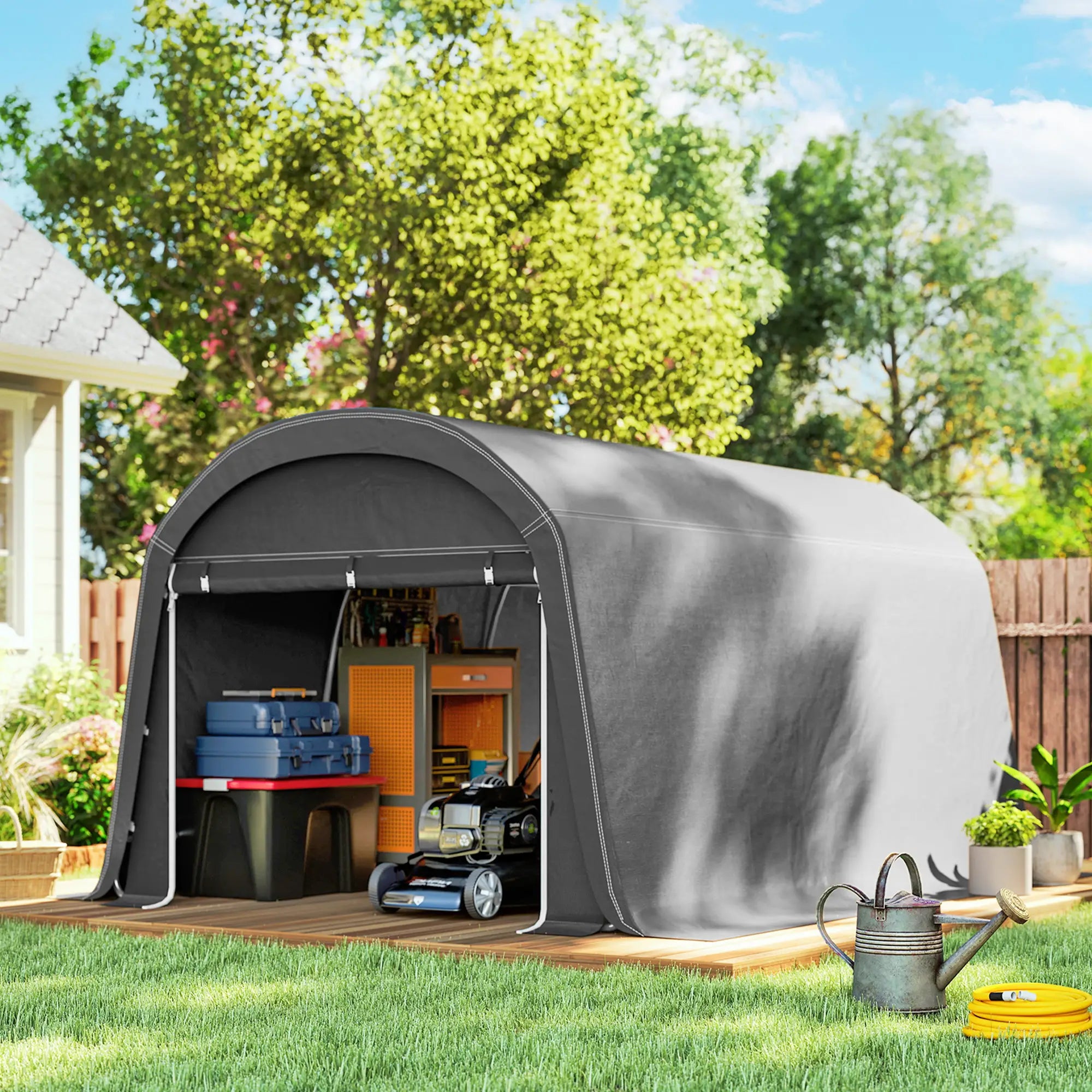10' x 15' Portable Shed, Outdoor Storage Tent, Dark Grey Sheds at Gallery Canada