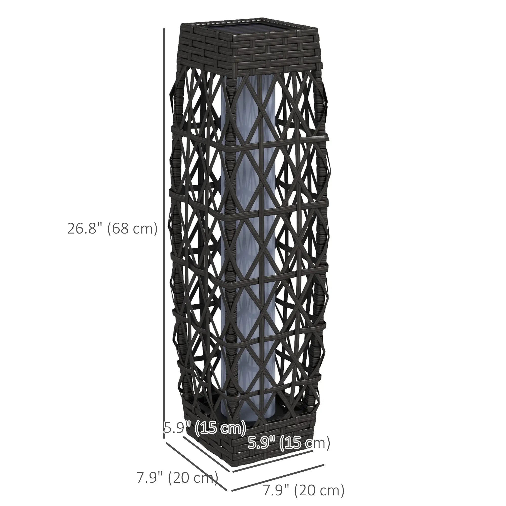 Solar LED Wicker Floor Lamp, IP44, Auto On/Off, Grey Solar Post Lamps at Gallery Canada