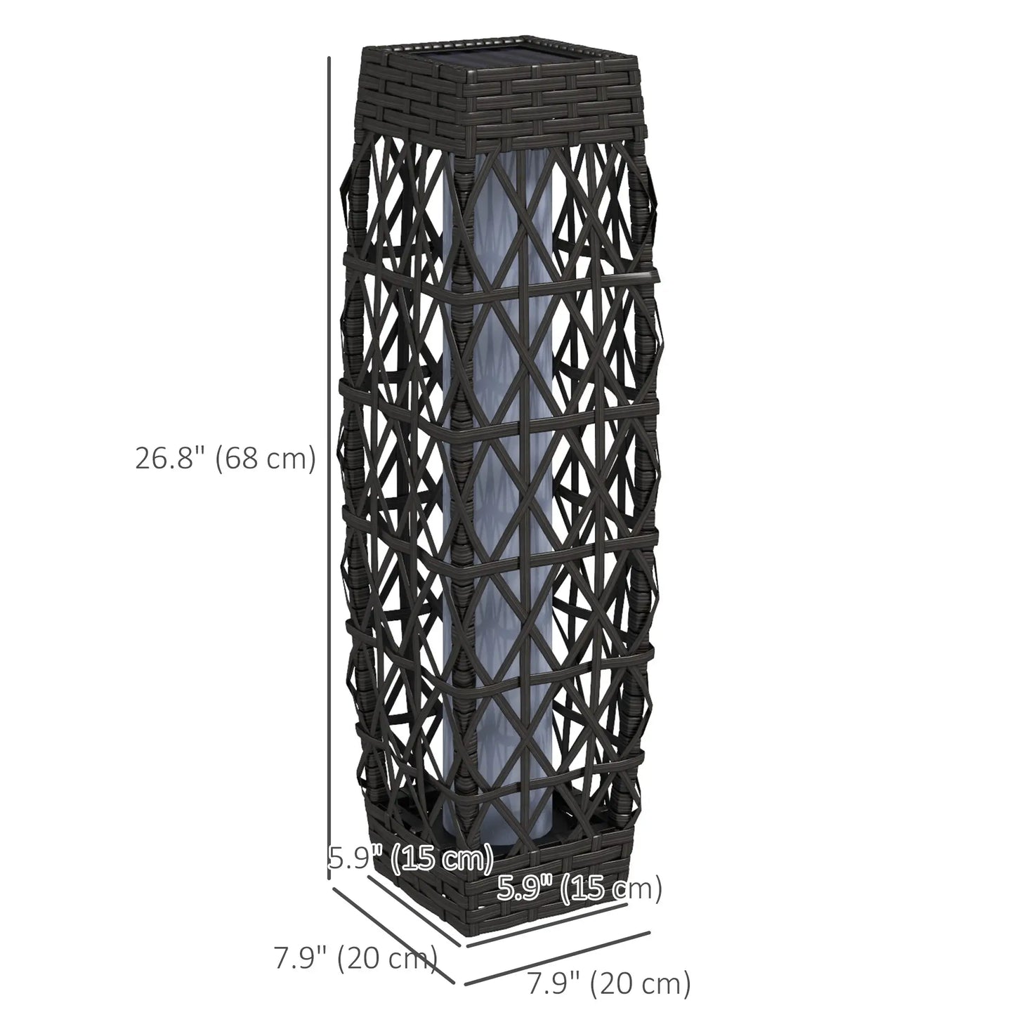 Solar LED Wicker Floor Lamp, IP44, Auto On/Off, Grey Solar Post Lamps at Gallery Canada